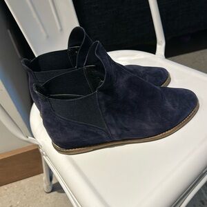 Navy suede hidden heel booties